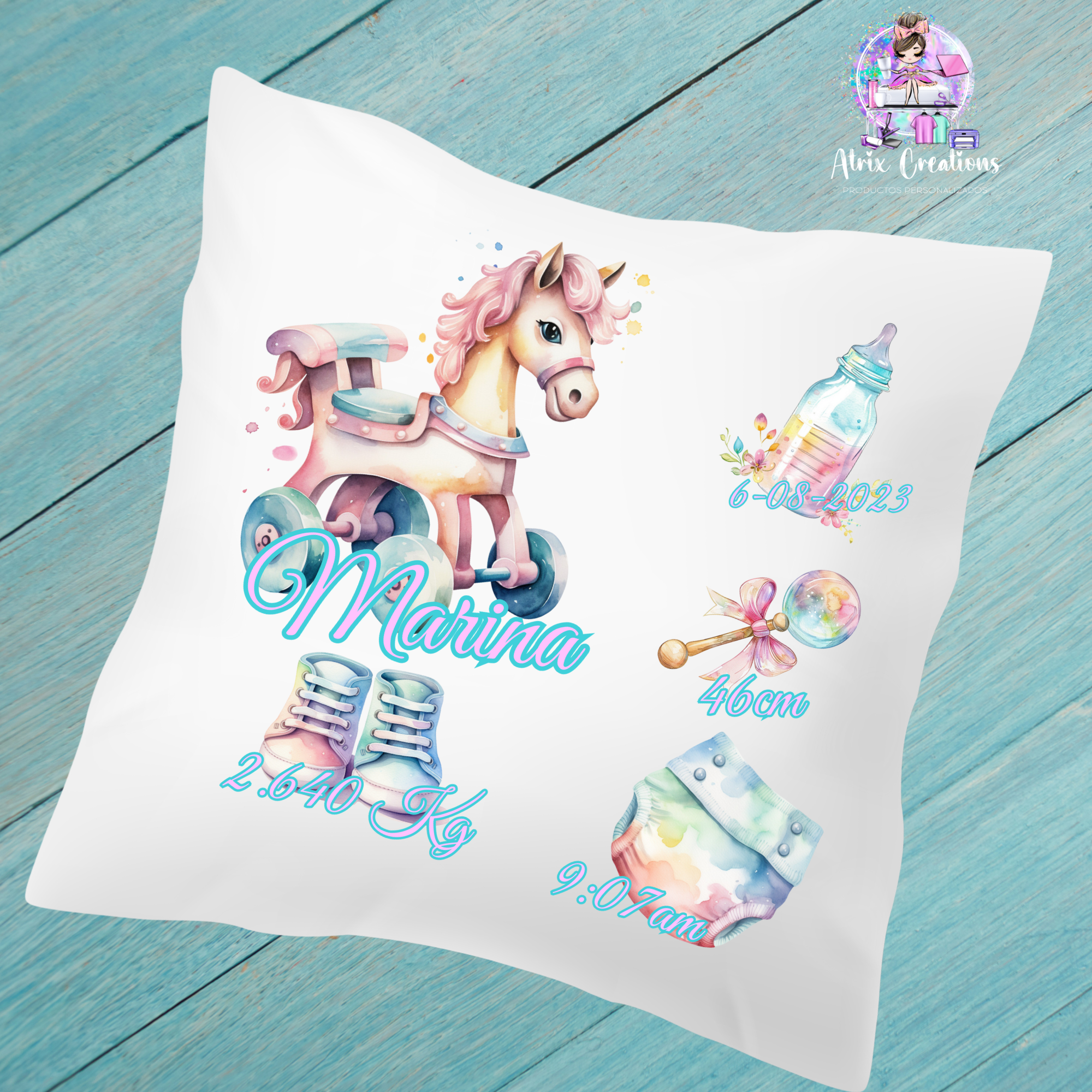 Cojín natalicio Unicornio