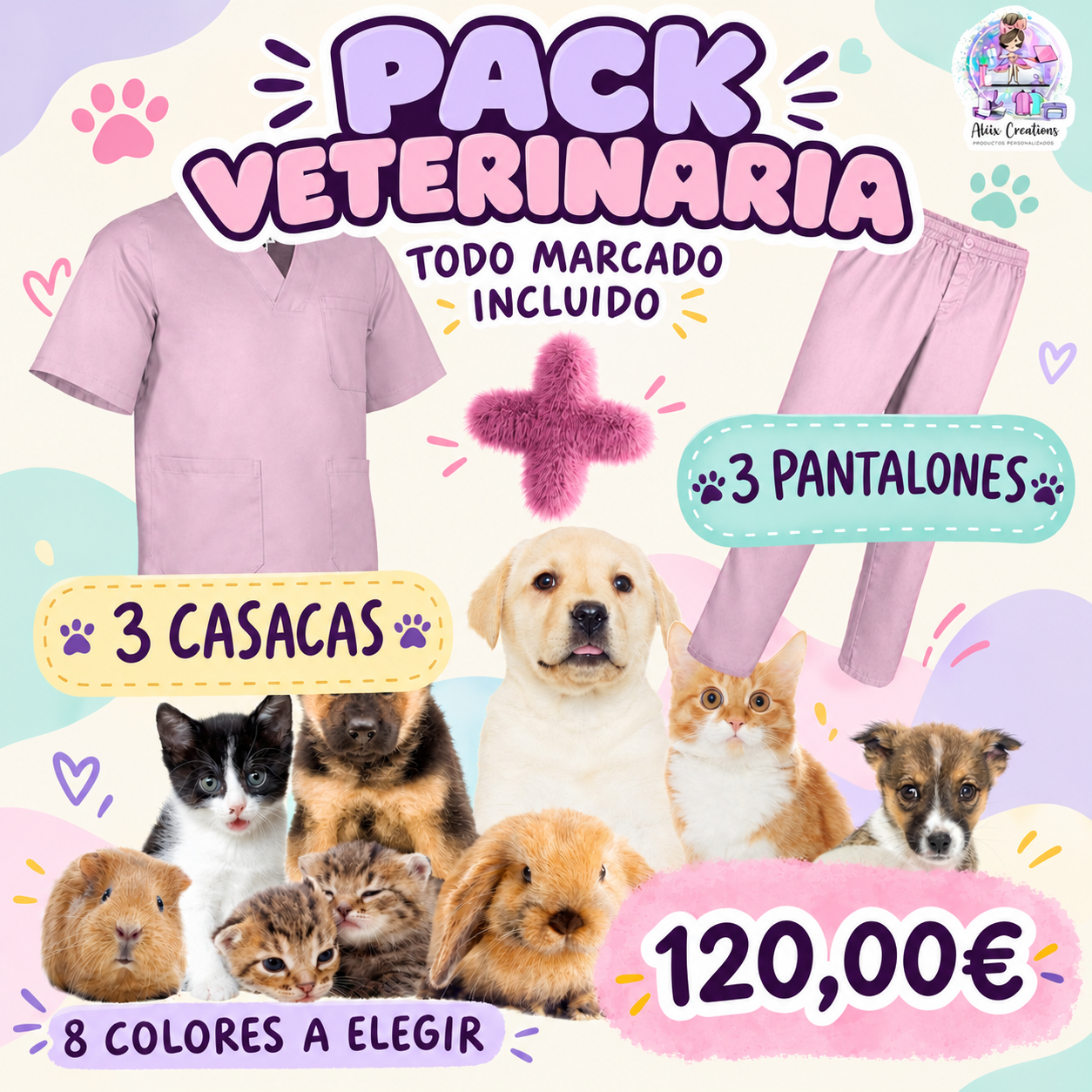 Pack Ropa Veterinaria 3 Uniformes completos