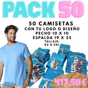 Pack 50 Camisetas Manga Corta