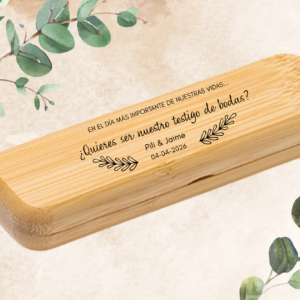 Bolígrafo personalizado con caja de bambú