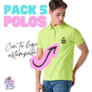 Pack 5 Polos Pegaso Premium con pecho estampado