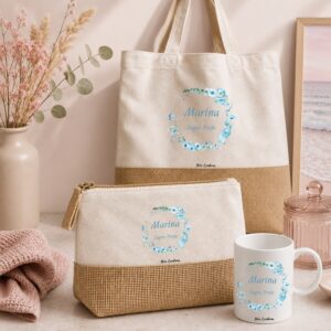 Set Regalo Bolsa,neceser y taza personalizado floral 5