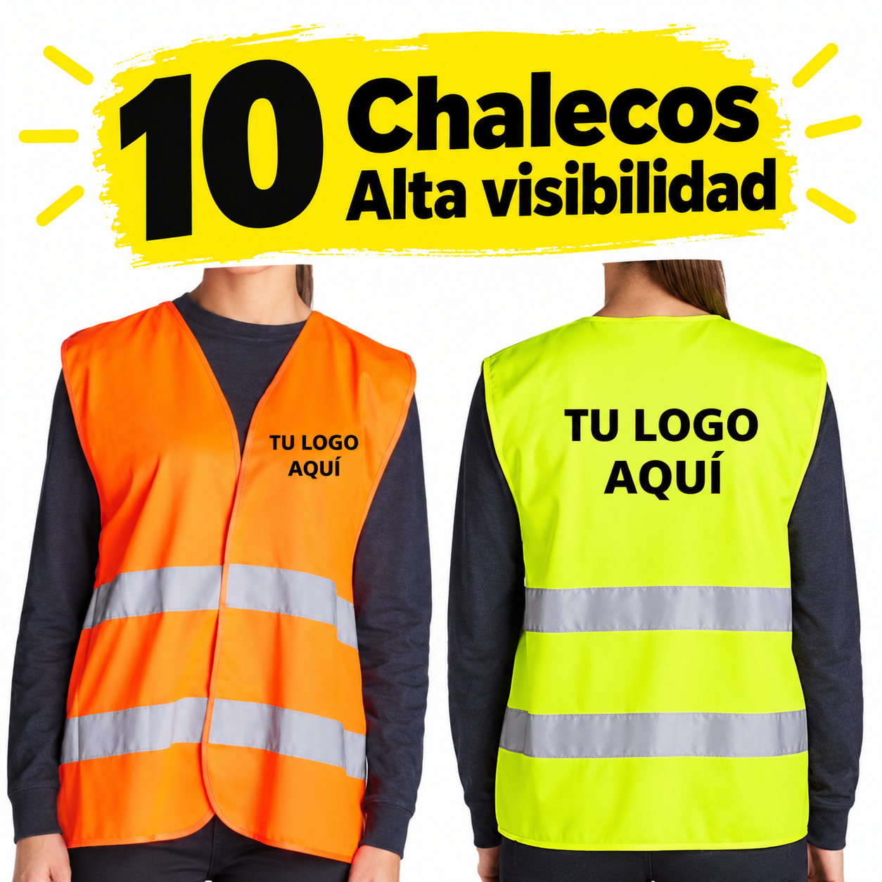 Chaleco Alta Visibilidad 10 Unidades Personalizados