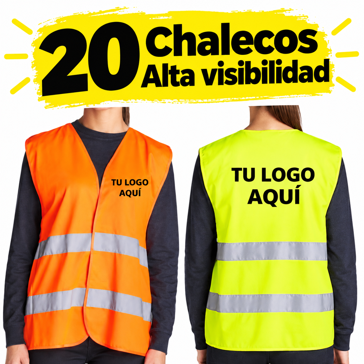 Chaleco Alta Visibilidad 20 Unidades Personalizados