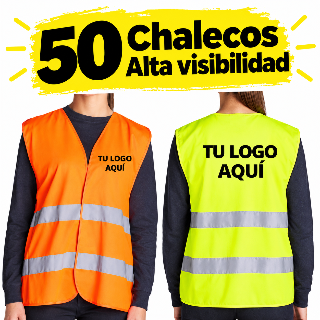Chaleco Alta Visibilidad 50 Unidades Personalizados