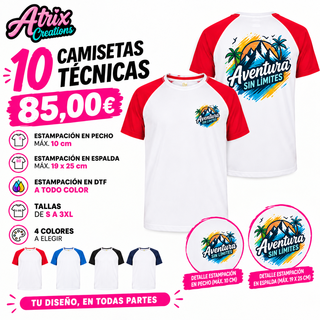 Camisetas técnicas personalizadas 10 unidades
