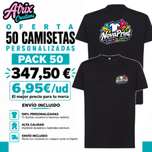 Camisetas algodón personalizadas 50 unidades