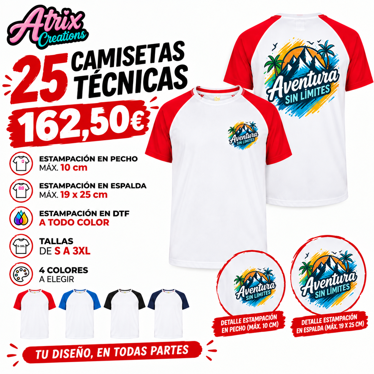 Camisetas técnicas personalizadas 25 unidades