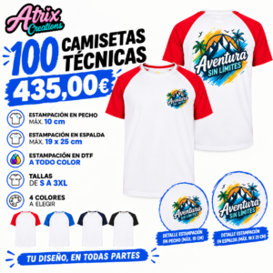 Camisetas técnicas personalizadas 100 unidades