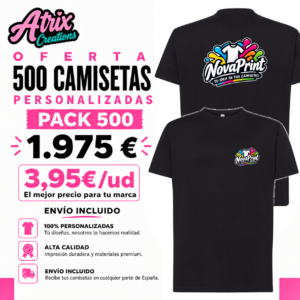 Camisetas algodón personalizadas 500 unidades